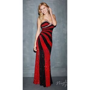 Sequin Formal Dress Red and Black Night Moves Size 6